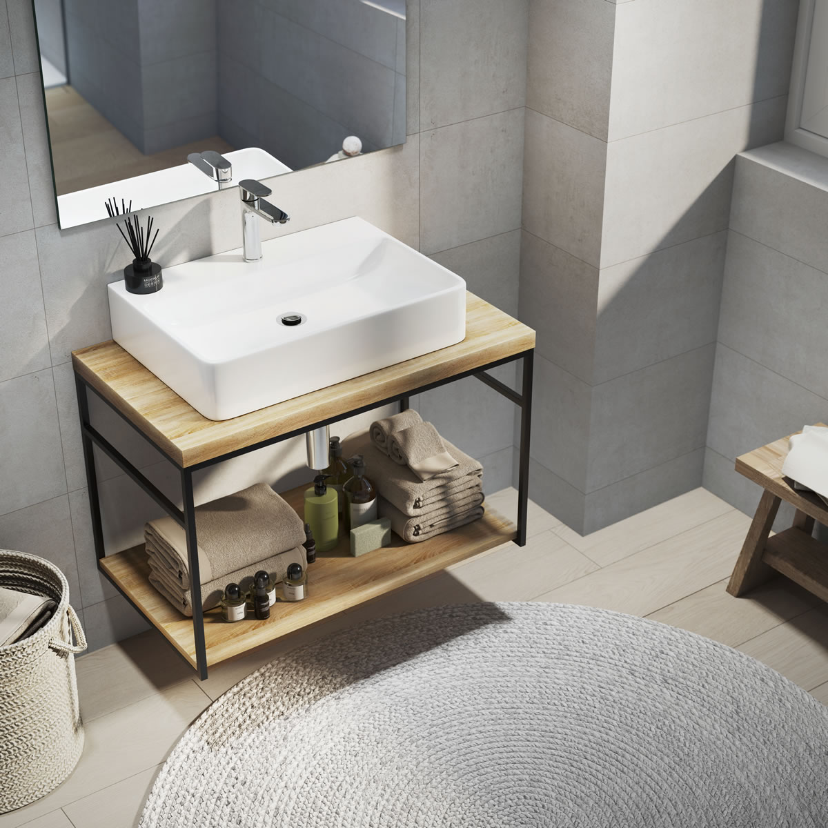 Muebles con lavabos de porcelana 