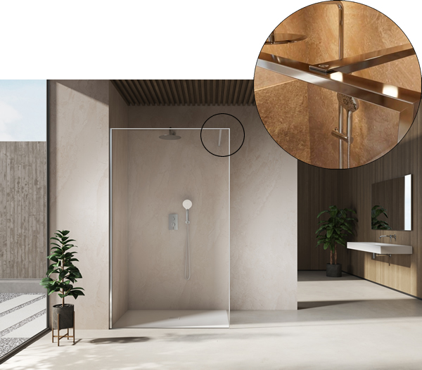 Mamapara de baño de diseño Lux Walk-In panel fijo suelto Mamapara de baño de diseño Lux Walk-In panel fijo suelto