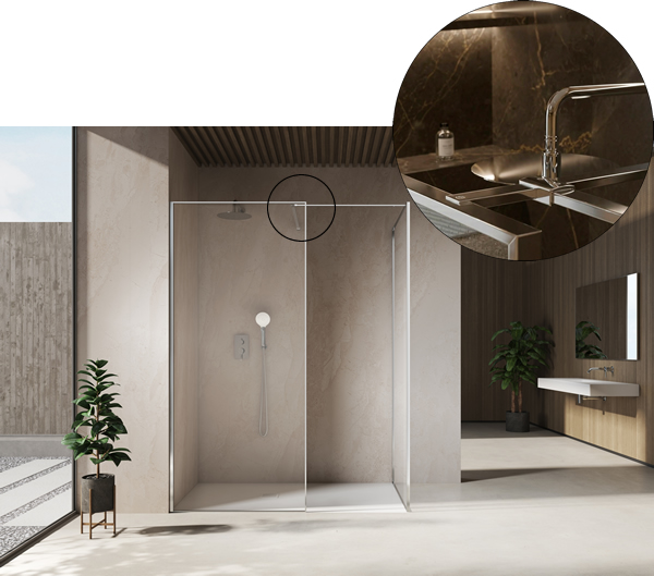 Mamapara de baño de diseño Lux Walk-In fijo lateral Mamaparas de baño de lujo Lux Walk-In