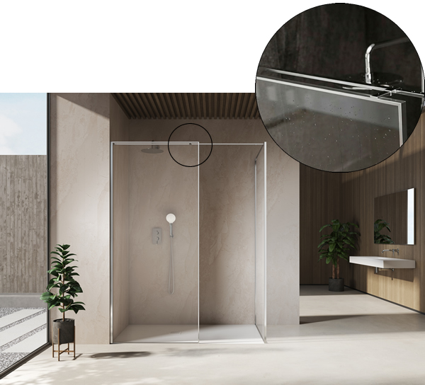 Mamapara de baño de diseño Lux Walk-In fija con lateral Mamapara de baño de diseño Lux Walk-In fija con lateral o fijo suelto entre paredes
