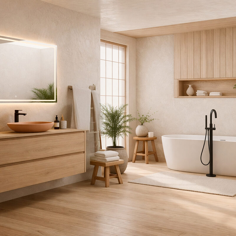 Guia de baños de estilo japandi modernos